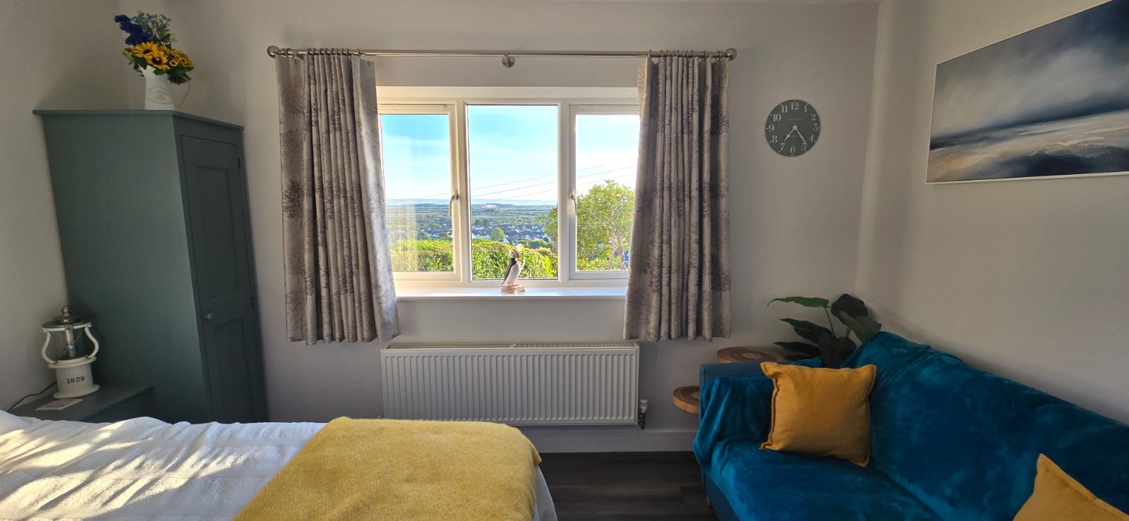 The view from the room's window, taking in Saunton Sands and the coastline